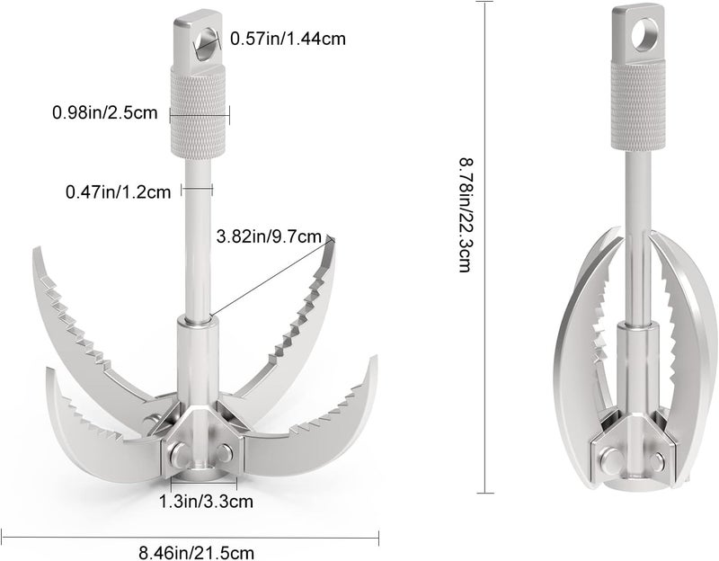 Ant Mag Grappling Hook Stainless Steel Claw Carabiner for Camping Hiking Tree Grabbing and Water Lifting Salvage - Image 2