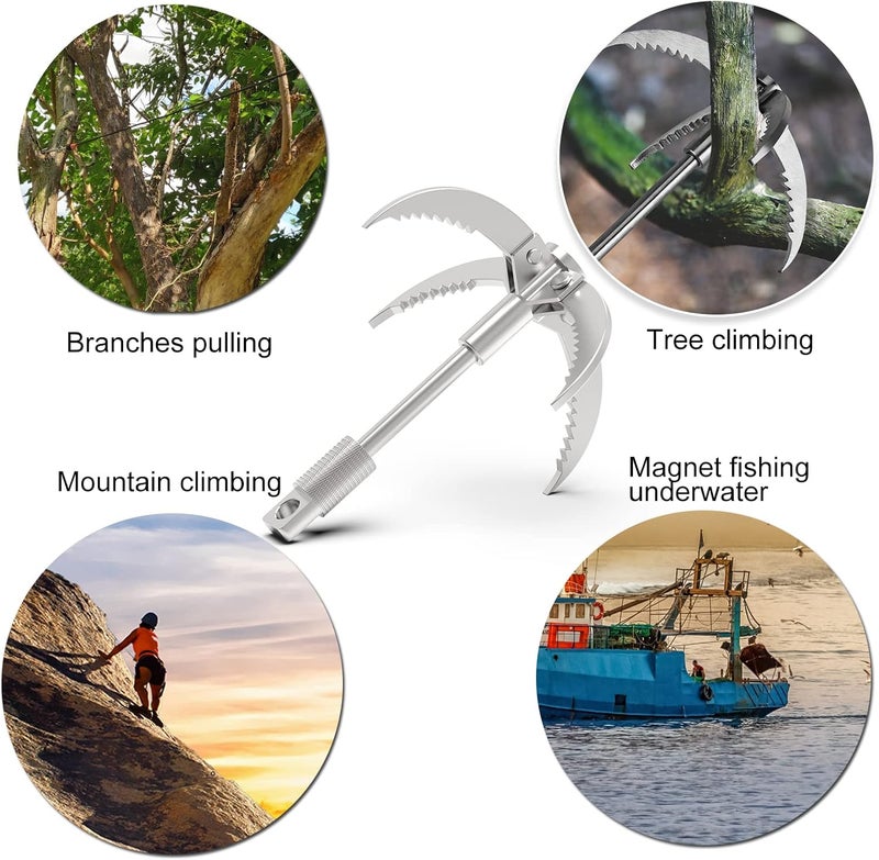 Ant Mag Grappling Hook Stainless Steel Claw Carabiner for Camping Hiking Tree Grabbing and Water Lifting Salvage - Image 5