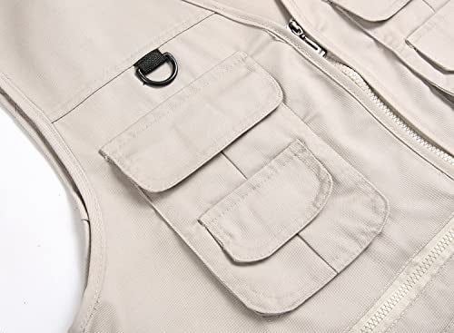 LISUHEPEAL Men's Fishing Vest Summer Outdoor Work Safari Travel Photo Vests with Multi Pockets (M,S18-Beige) - Image 4