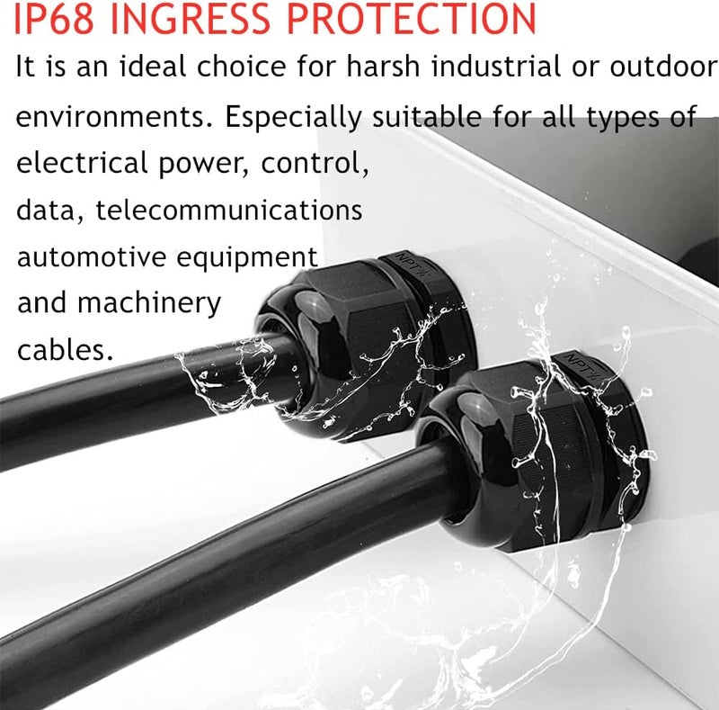 PENGLIN موصل كابل 3/4" NPT من النايلون، موصل كابل لتخفيف الضغط، قفل قابل للتعديل IP68 مقاوم للماء (3/4 بوصة (عبوة 16)) - Image 4