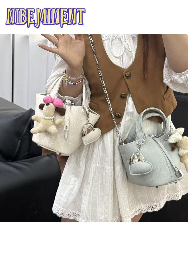 NIBEMINENT Patchwork Pendant Decor Simple Design Satchel Bag Include Puppy Pendant and Heart Pendant - Image 5