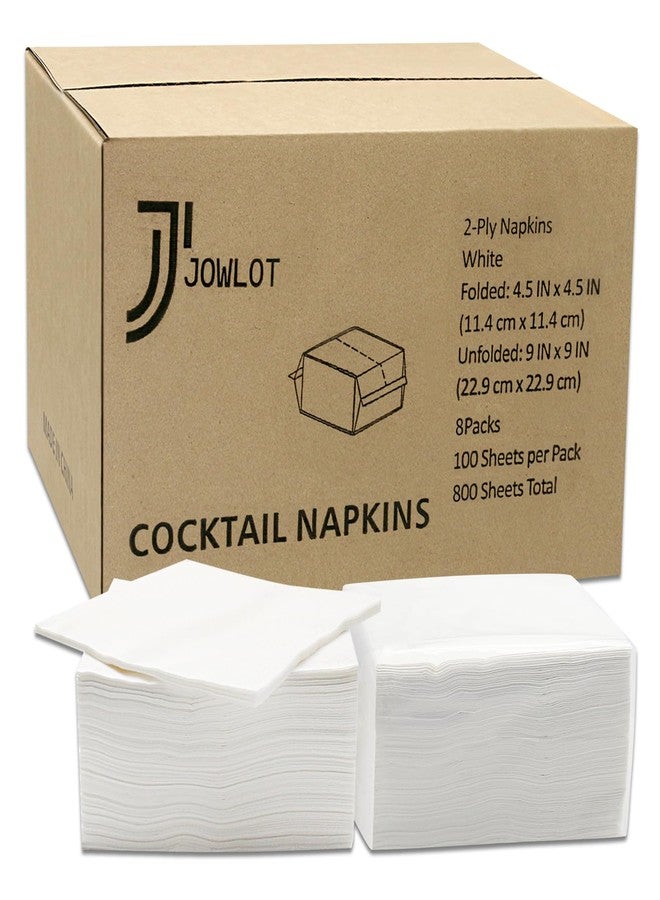 JOWLOT Cocktail Napkins - 800 Count 2-Ply White Napkins Disposable, 4.5 x 4.5 Inch Folded Paper Napkins Bulk Beverage Napkins for Dinner Wedding Bar Party and Everyday Use - Image 1