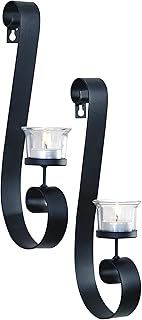 Art Maison Art Maison ArtMaison.ca Swirl II Metal with Glass Candle Sconce, 2x12, Black, 2 Piece  - Image 1