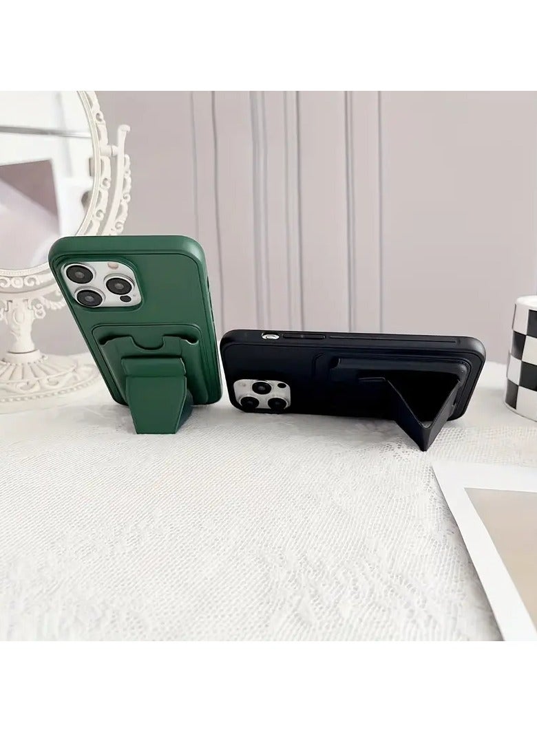 HDD Anti-Scratch Full Body Protection With Grip Card Holder Cover Case For Iphone 15   in blue - Image 3