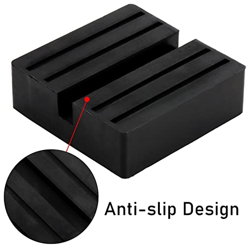 Yesland 6 Pack Universal Floor Jack Rubber Pad - Square Slotted Frame Jack Pad Adapter Black Anti-Slip Rail Pinch Weld Adapter for Car Lift, 3 Inch - Image 4