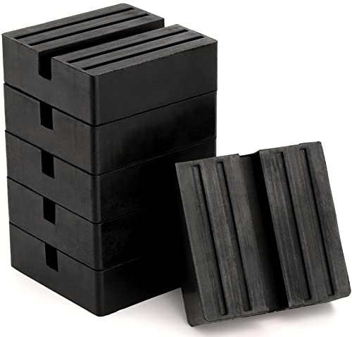 Yesland 6 Pack Universal Floor Jack Rubber Pad - Square Slotted Frame Jack Pad Adapter Black Anti-Slip Rail Pinch Weld Adapter for Car Lift, 3 Inch - Image 1