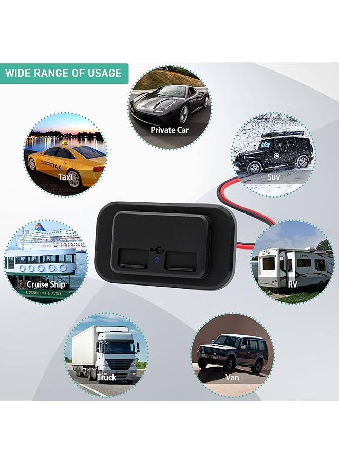 Excefore Usb Outlet, Rv Usb Outlet Car Charger, Rv Dual Usb Port Female Panel Mount For Cars Bus Boat Automotive Marine Atv Truck Golf Cart  - Image 2