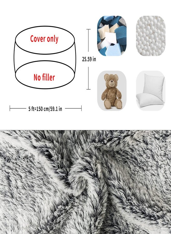 YudouTech (No Filler Bean Bag Chair Cover Without Filler,Big Round Soft Fluffy PV Velvet Washable Bean Bag Lazy Sofa Bed Cover for Adults,Living Room Bedroom Furniture Outside,5ft Black - Image 2