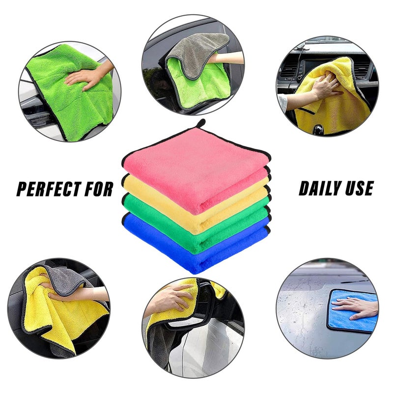 Kuber Industries Cleaning Towel Reusable Cleaning Cloths for Kitchen Duster Towel for Home Cleaning 400 GSM Cleaning Cloth Towel with Hanging Loop 40x40 Pack of 2 Multi - Image 4