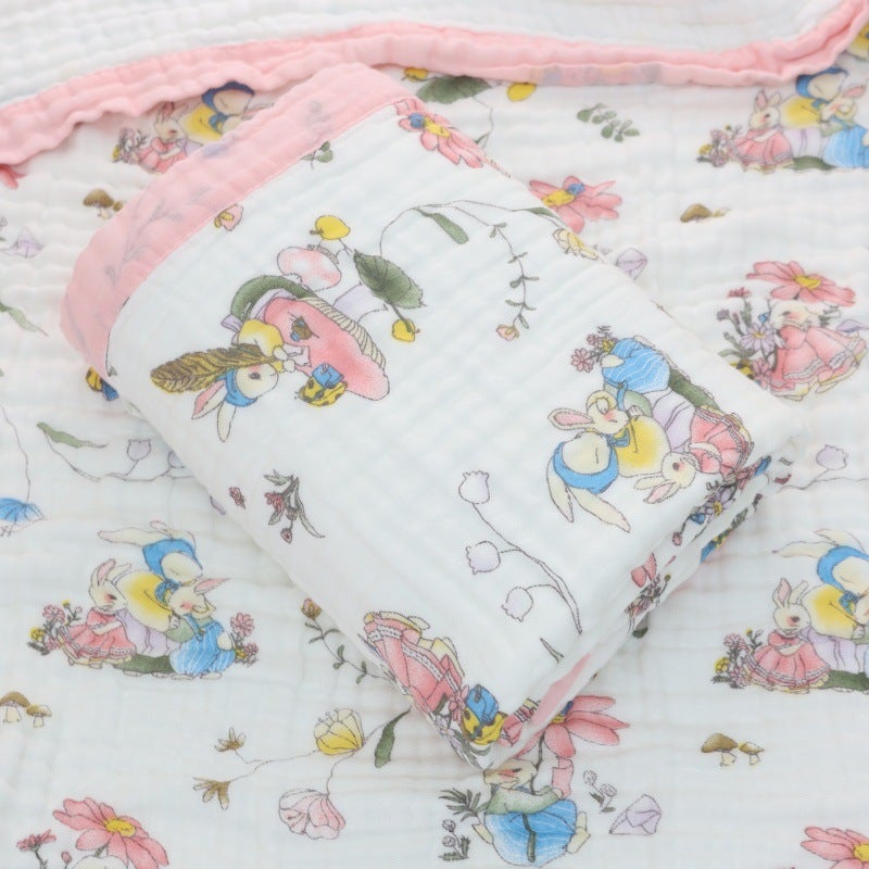 Cotton Six-Layer Gauze Bath Towel Baby Summer Quilt Baby Pusher Blanket Summer Kindergarten Air Conditioning Quilt Cartoon - Image 2