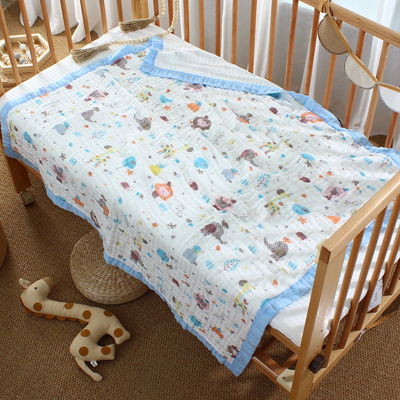 Cotton Six-Layer Gauze Bath Towel Baby Summer Quilt Baby Pusher Blanket Summer Kindergarten Air Conditioning Quilt Cartoon - Image 1