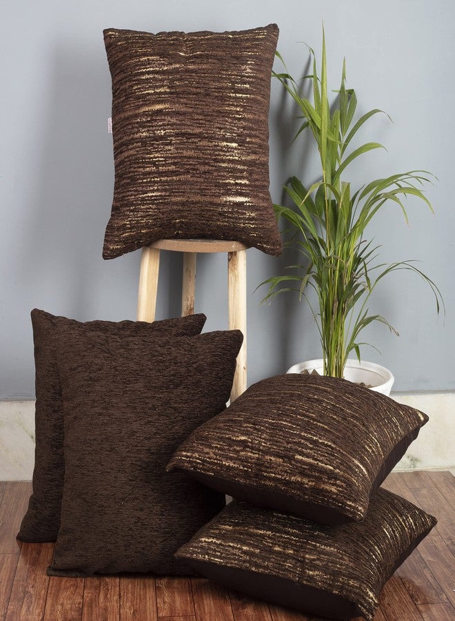 كازيمو طقم أغطية وسائد مستطيلة من قماش الجاكار من كازيمو، 5 قطع | مضاد للحساسية | قابل للغسل | أغطية وسائد أريكة ديوان لا تبهت، مناسبة لغرفة النوم وغرفة المعيشة (16 × 16 بوصة، بني) - Image 1