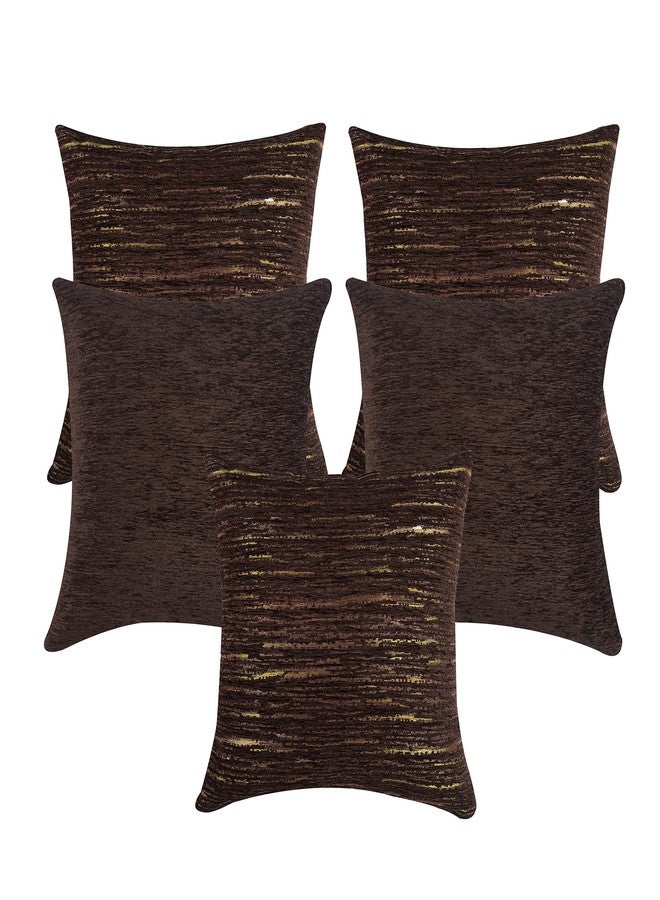 كازيمو طقم أغطية وسائد مستطيلة من قماش الجاكار من كازيمو، 5 قطع | مضاد للحساسية | قابل للغسل | أغطية وسائد أريكة ديوان لا تبهت، مناسبة لغرفة النوم وغرفة المعيشة (16 × 16 بوصة، بني) - Image 2