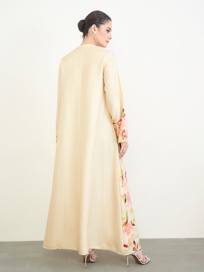 Amirah Off-White Floral Print Jalabiya - Image 5
