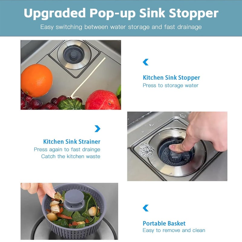 FARIOX Kitchen Sink Drain Strainer Stopper Pop Up Sink Stopper Kitchen Sink Strainer Basket for Standard 312 Inch Drain AntiClogging Detachable Chrome Drain Part with 1 Strainer - Image 5