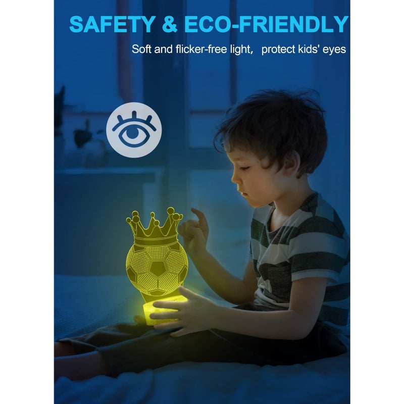 SOLARAE Football 3D Illusion Lamp, Football Gifts for Boys Girls, 3D Night Light with 16 Colors Change Remote Control Decorative Desk Lamp Creative Birthday Gift Sports Fans Toys - Image 2