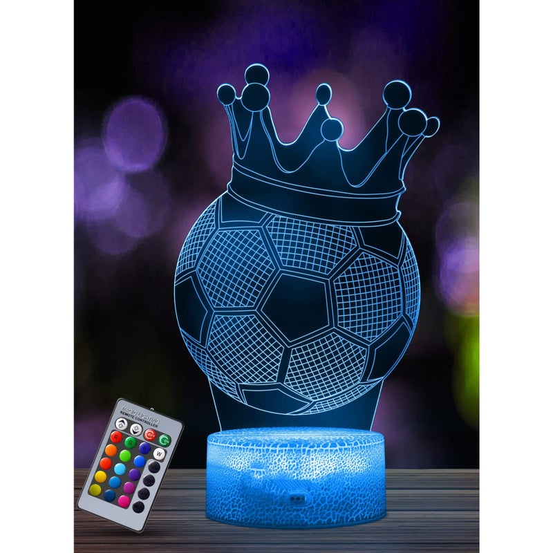 SOLARAE Football 3D Illusion Lamp, Football Gifts for Boys Girls, 3D Night Light with 16 Colors Change Remote Control Decorative Desk Lamp Creative Birthday Gift Sports Fans Toys - Image 1