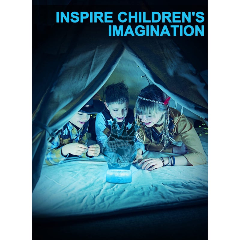 SOLARAE Football 3D Illusion Lamp, Football Gifts for Boys Girls, 3D Night Light with 16 Colors Change Remote Control Decorative Desk Lamp Creative Birthday Gift Sports Fans Toys - Image 3