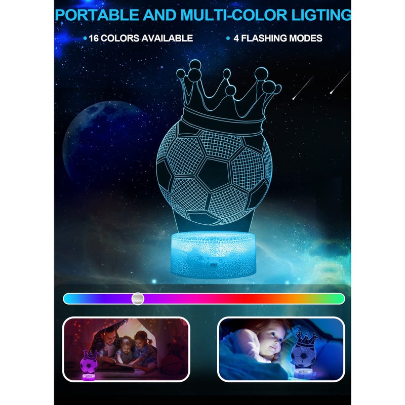 SOLARAE Football 3D Illusion Lamp, Football Gifts for Boys Girls, 3D Night Light with 16 Colors Change Remote Control Decorative Desk Lamp Creative Birthday Gift Sports Fans Toys - Image 5