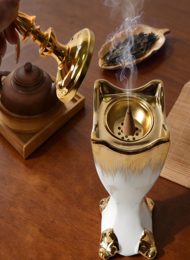 Deapeey Ceramic Bakhoor Incense Burner，Middle Eastern Style Incense Burner,White Sage,Myrrh,Frankincense Cones Bakhoor Burner,for Yoga Spa Aromatherapy Office Home Decor -White - Image 3