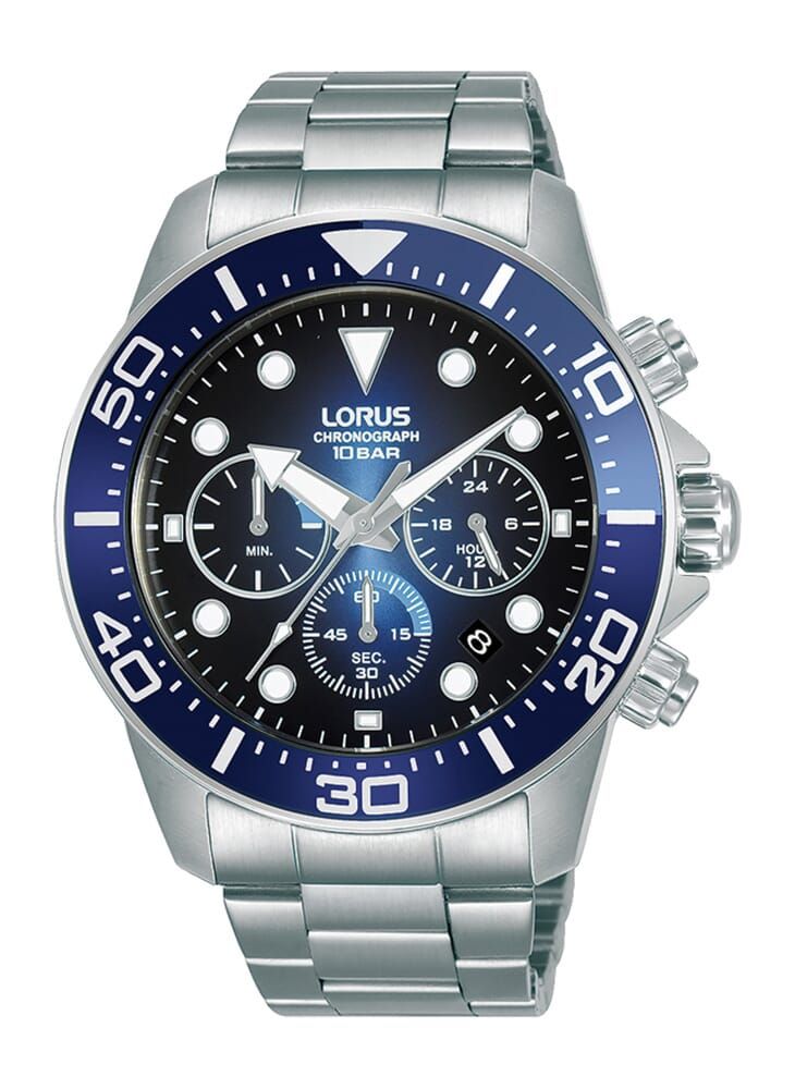 LORUS ساعة لوروس للرجال RT343JX9 بمينا تناظرية من الكوارتز والفولاذ المقاوم للصدأ باللون الأزرق الداكن - Image 1