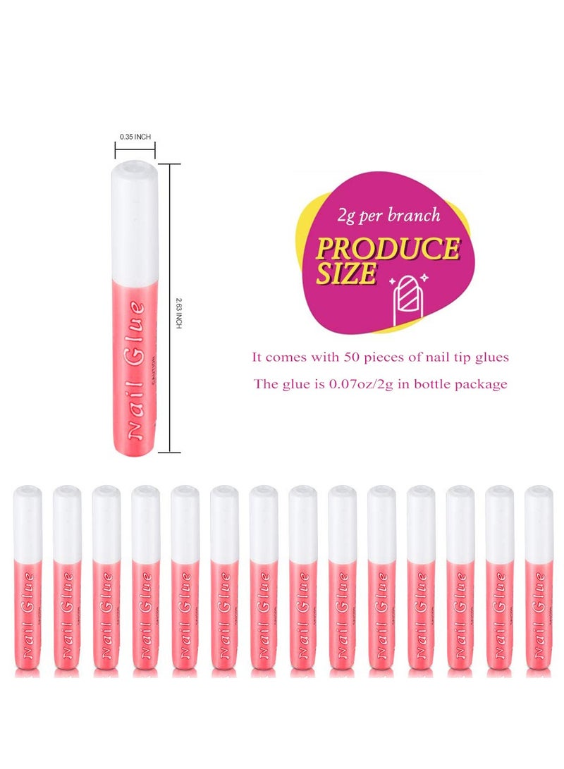 SYOSI 50 Pcs Nail Glue, Nail Tips Adhesive Super Long Lasting Nail Glue for DIY Nail Art, Adhesive Bond for Acrylic Nails Adhesive Nail Glue for False Nail Tips (2g/Pcs) - Image 2