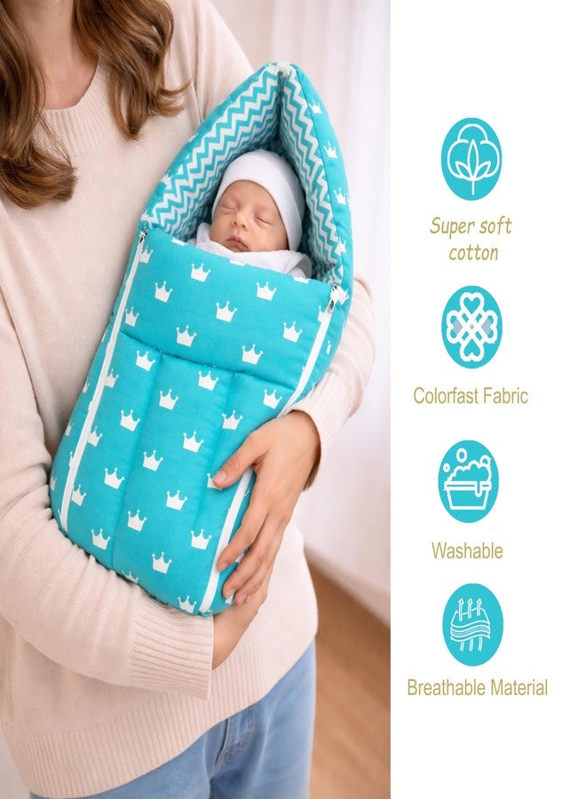 Infantbond by fareto Newborn Baby Bedding Essentials | Daily Needs Items | Hopsital kit Ready Combo | Baby Products All (Pack of 32) (0-6months)(Blue Crown) - Image 2