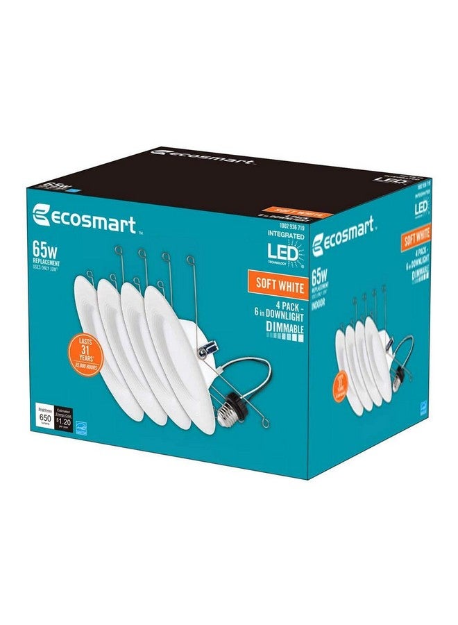 إيكو سمارت، 6 بوصات، إضاءة LED مدمجة ناعمة بيضاء اللون (عبوة من 4 قطع)
