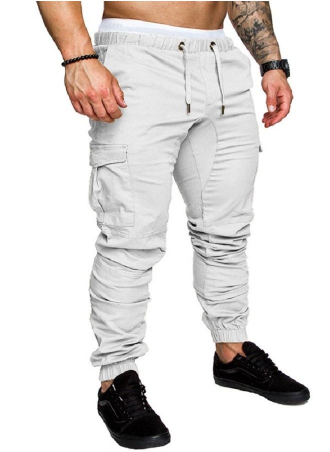 Loquat - Men's Solid Color Casual Tie Elastic Sports Pants - Image 1