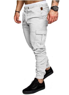 Men's Solid Color Casual Tie Elastic Sports Pants