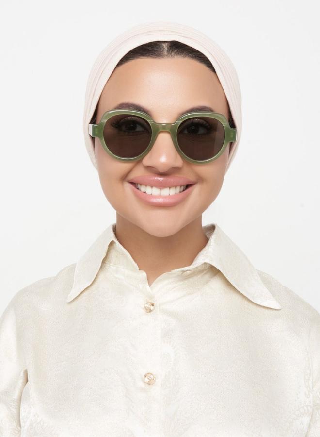 30Sundays Laurel,Women Sunglasses, Geometric Sunglasses, UV Protection: UV400 (Green,Green) - Image 5