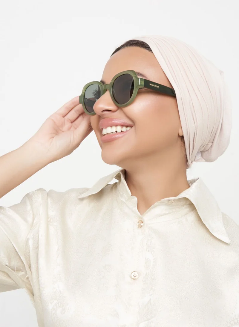 30 سندايز نظارة شمسية نسائية Laurel هندسية بحماية UV400 (أخضر)