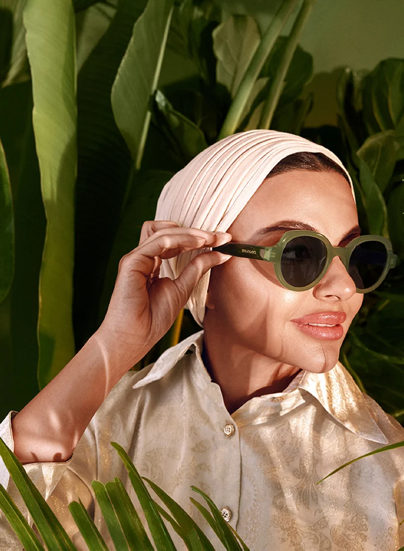 30 سندايز نظارة شمسية نسائية Laurel هندسية بحماية UV400 (أخضر)