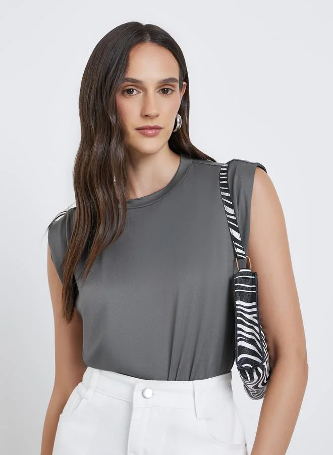 Styli Styli Solid Round Neck Sleeveless Plain Bodysuit