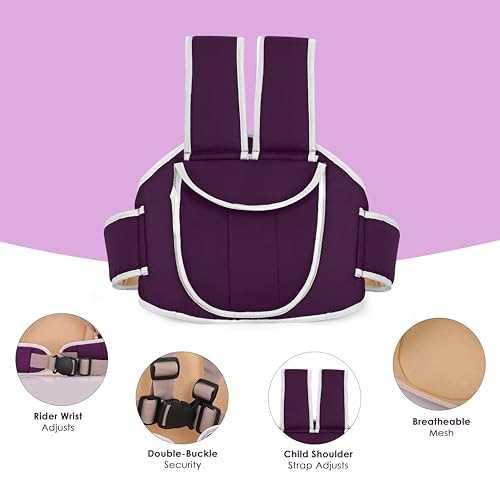 BabyGo Kids Safety Belt for Two Wheeler with Reflective Strips, Portable Baby Safety Belt for 2 Wheeler| Double Buckles for Extra Safety for Kids (Purple) - Image 4