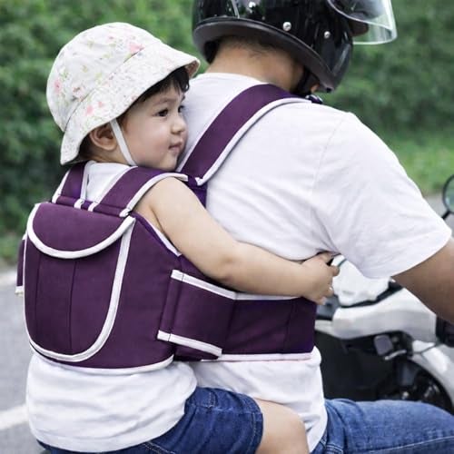 BabyGo Kids Safety Belt for Two Wheeler with Reflective Strips, Portable Baby Safety Belt for 2 Wheeler| Double Buckles for Extra Safety for Kids (Purple) - Image 1