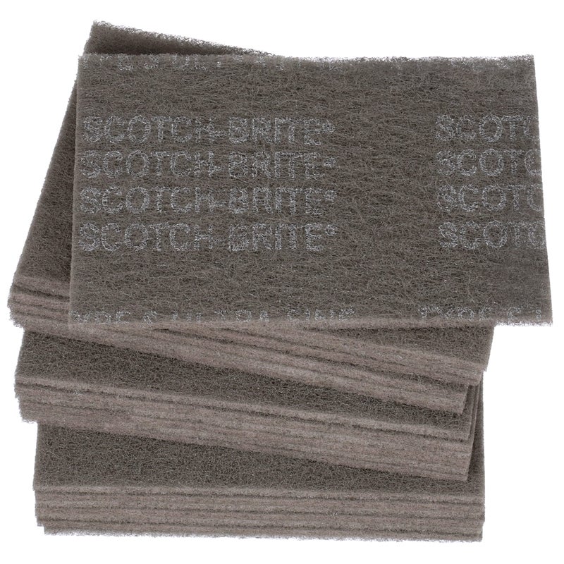 Cubitron 3M Scotch-Brite Ultra Fine Grade 07448 Hand Pad, Case of 20, 6 in x 9 in Hand Pads, Nonwoven Silicon Carbide, Surface Preparation, Scuffing, and Cleaning, Gray (Pack of 20) - Image 1