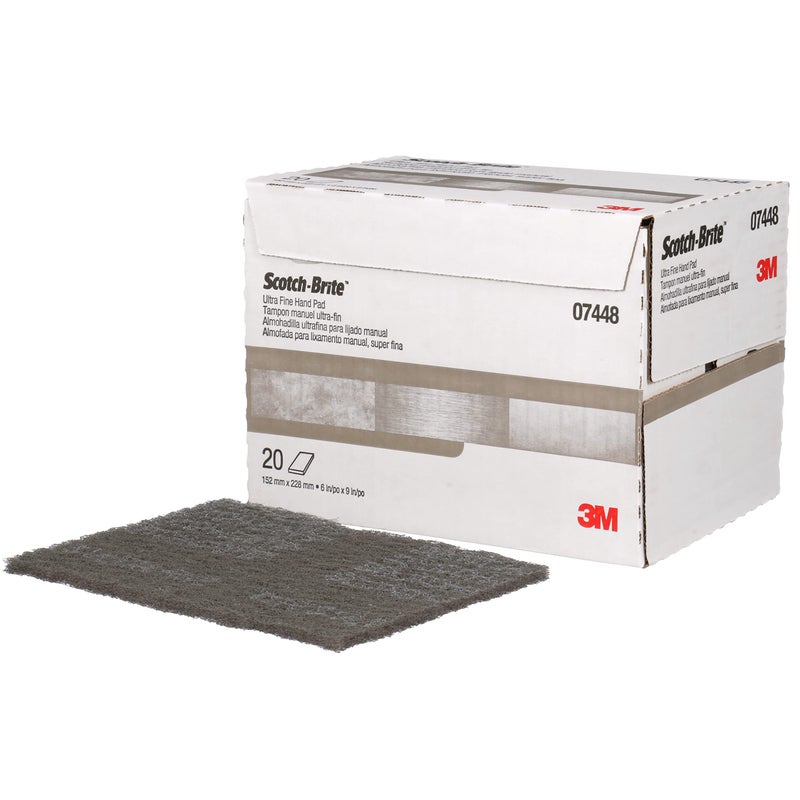 Cubitron 3M Scotch-Brite Ultra Fine Grade 07448 Hand Pad, Case of 20, 6 in x 9 in Hand Pads, Nonwoven Silicon Carbide, Surface Preparation, Scuffing, and Cleaning, Gray (Pack of 20) - Image 5