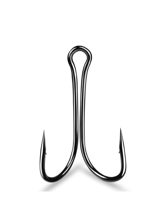 Dyxssm 100pcs/lot Double Fishing Hooks Classic Frog Hook with Open Shank for Saltwater and Freshwater (4# (100pcs)) - Image 1