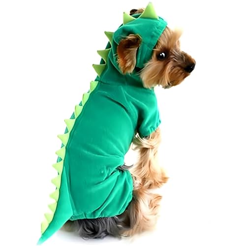 Hotumn Dinosaur Dog Halloween Costume Pet Dino Hoodie for Small Dogs (Small, Green) - Image 5