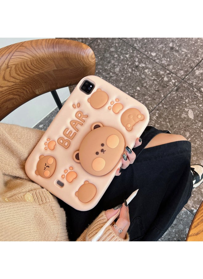 Generic - Telescopic Bracket Protective Cover Mini Silicone 45 Tablet 6 Drop-resistant Shell 2019 IPad10.2 Inch 7 Cartoon Air2-Color:Telescopic-milk Tea Bear-Applicable Model:ipad5 Air1 - Image 1