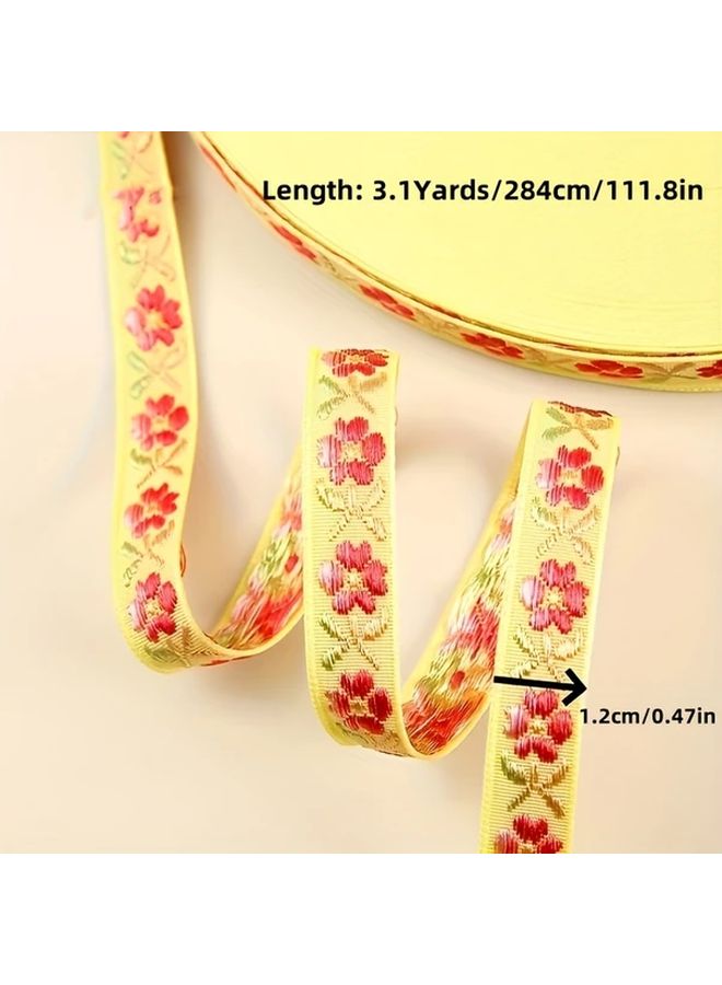 Green Jacquard Lace Trim 3.1 Yards Floral Embroidered Ribbon for DIY Crafts - Image 3