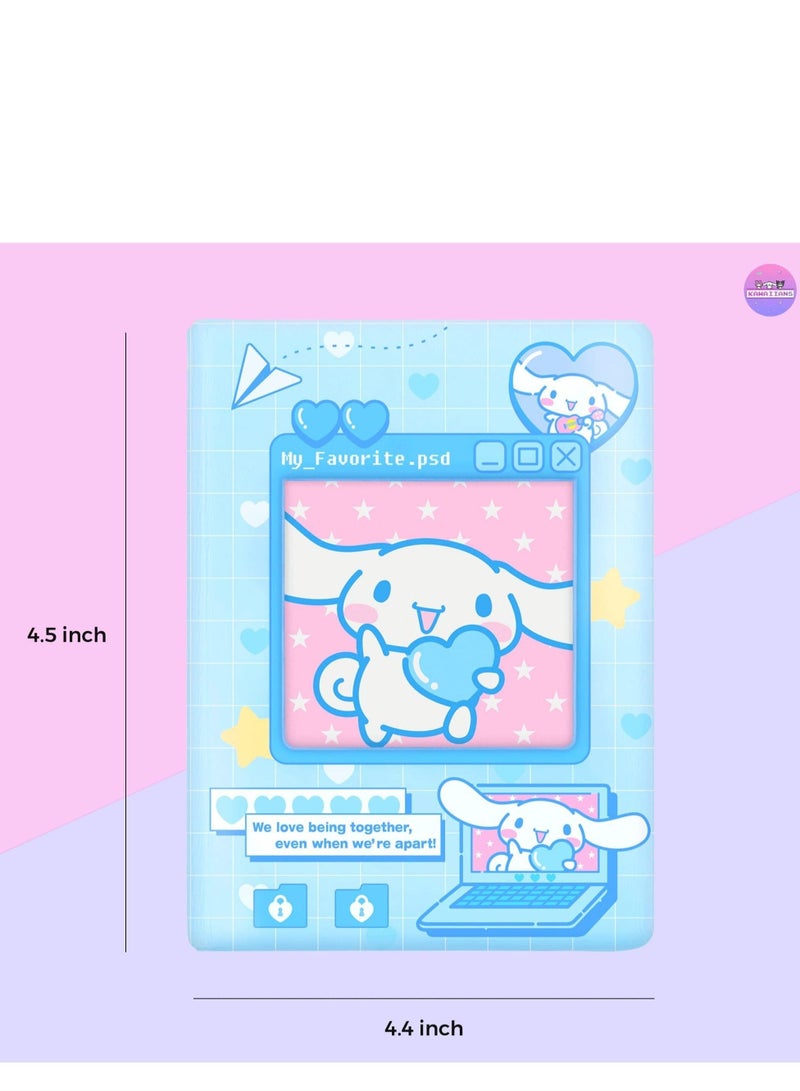 كابتن تيك Photocard Binder 4.4 Inch Kpop Photocard Holder Book, Mini Photo Album Kpop Photocard Binder Portable Kpop Binder Photocard Album with Lovely Pendant for Photocard Collection(Blue) - Image 3