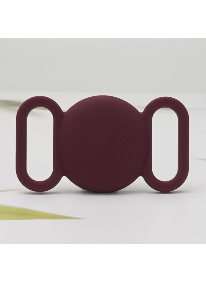 Generic - Product Suitable For Apple Airtag Case Apple Airtag Binaural Pet Tracker Case Waterproof-Color:Wine Red + OPP Bag-Applicable Model:Apple AirTag Locator Collar Case - Image 1