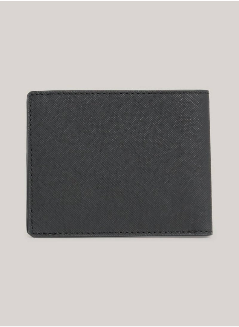TOMMY HILFIGER - Men's Textured Leather Small Credit Card Wallet -  Saffiano leather, Black - Image 1
