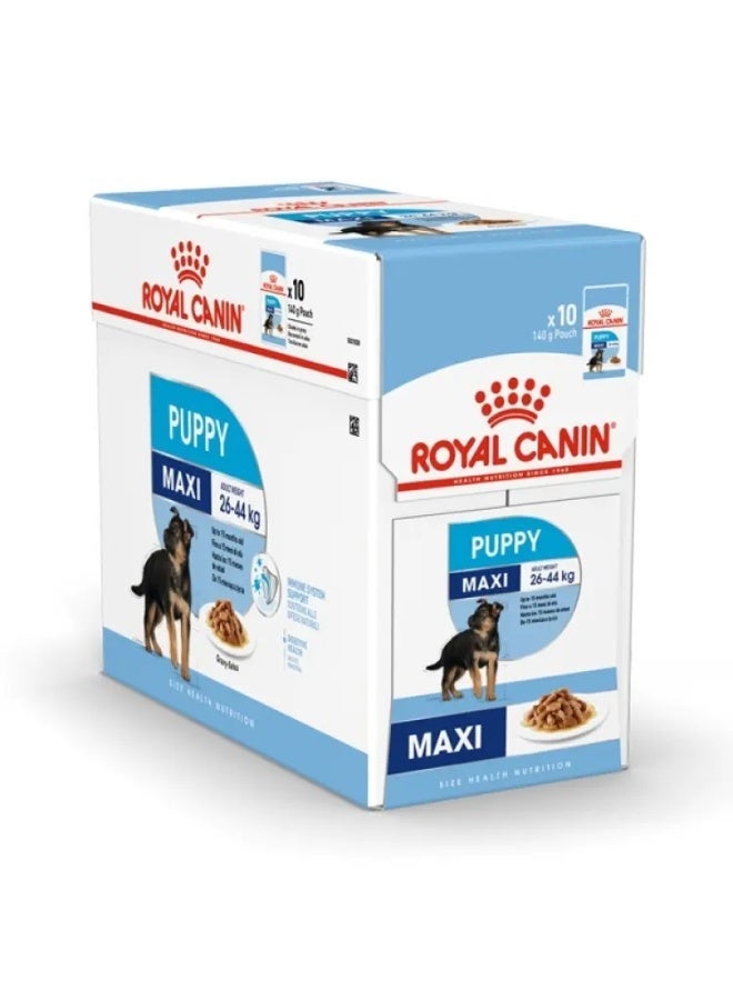 Royal Canin Canine Health Nutrition Maxi Puppy Wet Food Pouch 10x140g - Image 1