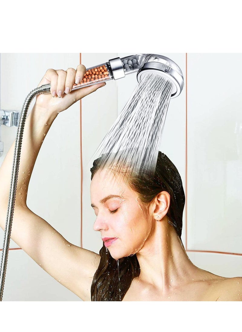 TYCOM - Shower Head Eco Power High Pressure Water Softener Filtered Handheld Showerhead With Spa Like Ionic Beads for Dry Skin and Hair 3 Spray Settings Basic - Image 1