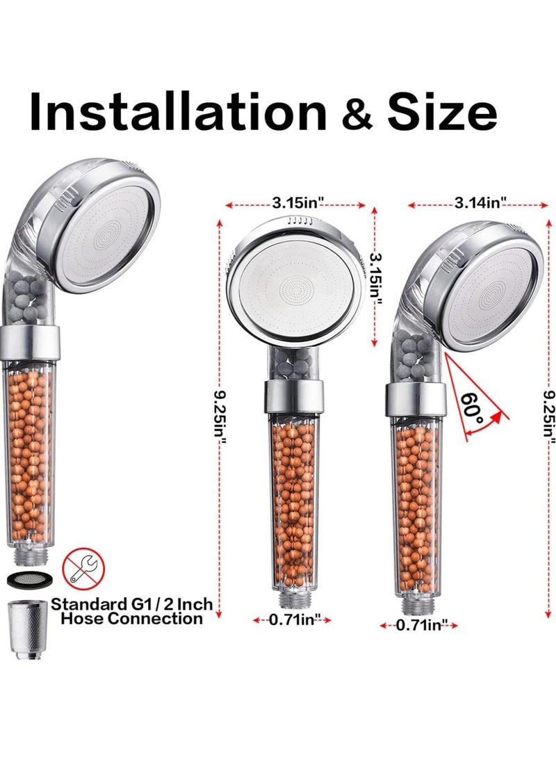 TYCOM - Shower Head Eco Power High Pressure Water Softener Filtered Handheld Showerhead With Spa Like Ionic Beads for Dry Skin and Hair 3 Spray Settings Basic - Image 1