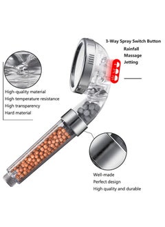 TYCOM Shower Head Eco Power High Pressure Water Softener Filtered Handheld Showerhead With Spa Like Ionic Beads for Dry Skin and Hair 3 Spray Settings Basic  - Image 3