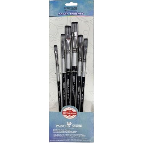 Luoshi LUOSHI 6 Pcs Artist Paintbrushes for Acrylic Oil Watercolor Gouache Painting, Premium Nylon Hair Art Paint Brush for Beginners and Professionals (Flat) - Image 1